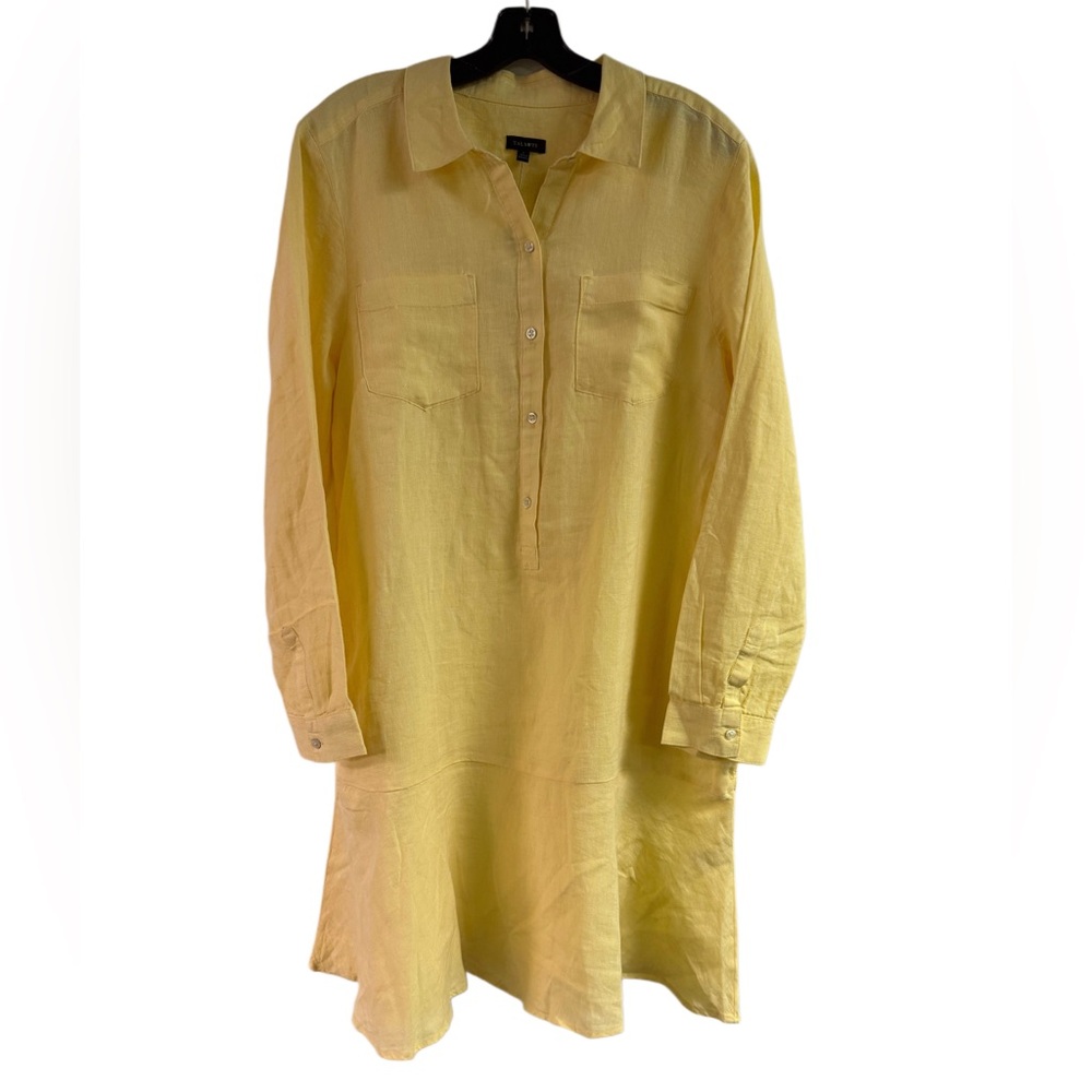 NWT Talbots Yellow 100% Linen Shirtdress Size L - Picture 3 of 8